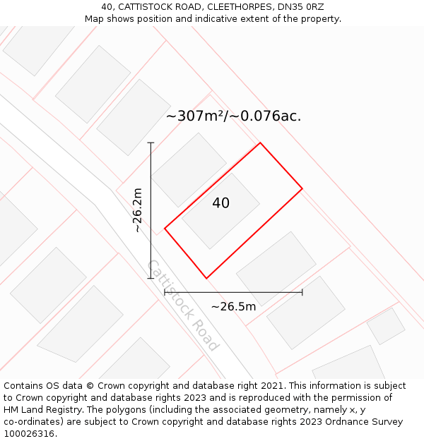 40, CATTISTOCK ROAD, CLEETHORPES, DN35 0RZ: Plot and title map