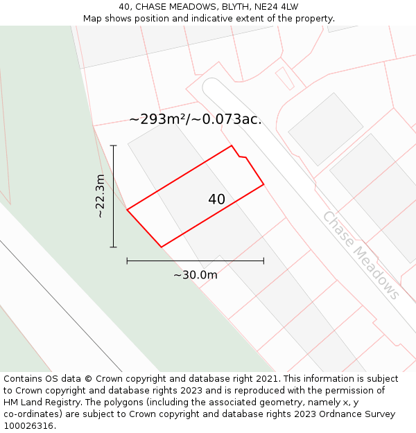 40, CHASE MEADOWS, BLYTH, NE24 4LW: Plot and title map