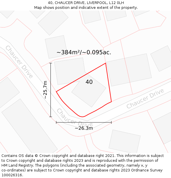 40, CHAUCER DRIVE, LIVERPOOL, L12 0LH: Plot and title map