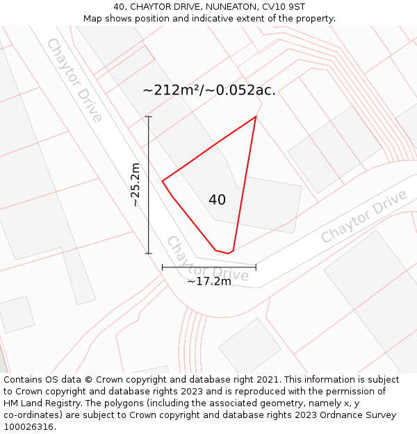 40, CHAYTOR DRIVE, NUNEATON, CV10 9ST: Plot and title map