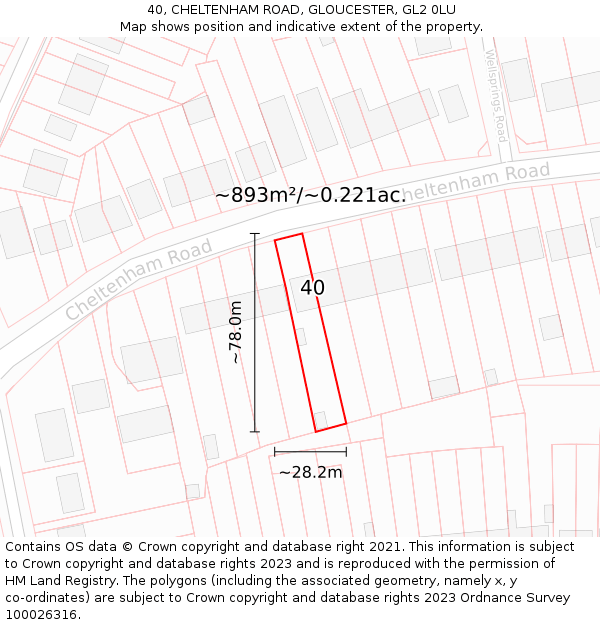 40, CHELTENHAM ROAD, GLOUCESTER, GL2 0LU: Plot and title map