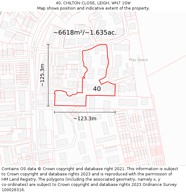 40, CHILTON CLOSE, LEIGH, WN7 1SW: Plot and title map