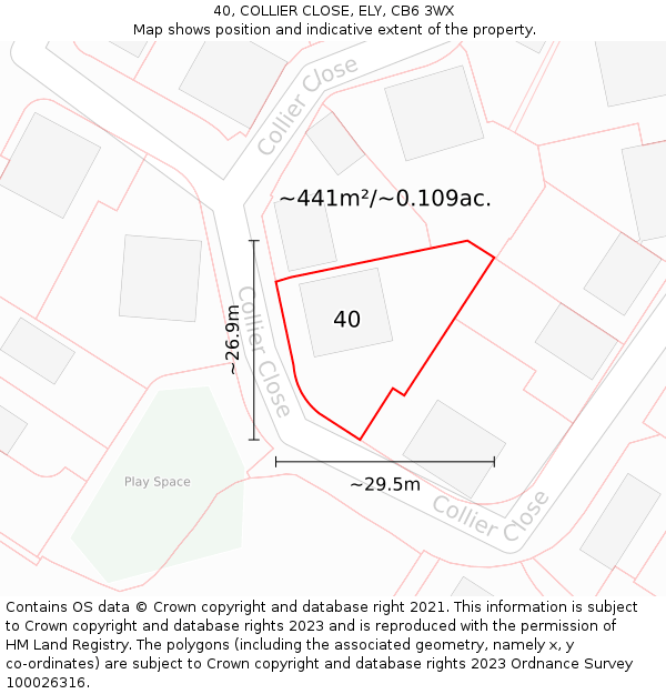 40, COLLIER CLOSE, ELY, CB6 3WX: Plot and title map