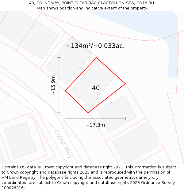 40, COLNE WAY, POINT CLEAR BAY, CLACTON-ON-SEA, CO16 8LL: Plot and title map