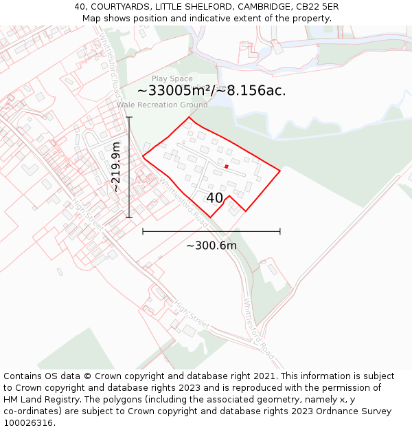 40, COURTYARDS, LITTLE SHELFORD, CAMBRIDGE, CB22 5ER: Plot and title map