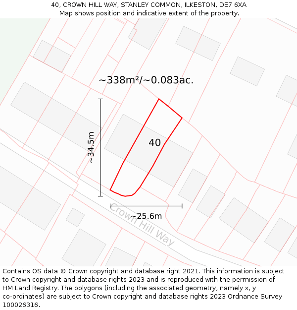 40, CROWN HILL WAY, STANLEY COMMON, ILKESTON, DE7 6XA: Plot and title map