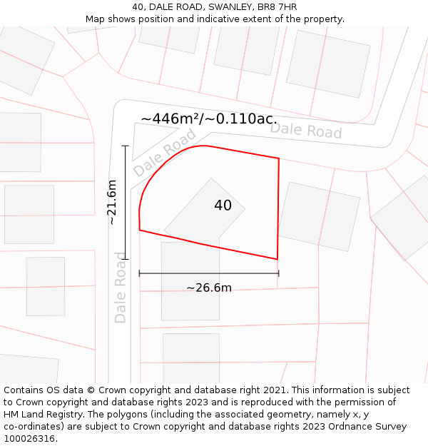 40, DALE ROAD, SWANLEY, BR8 7HR: Plot and title map