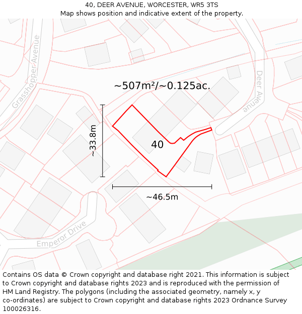 40, DEER AVENUE, WORCESTER, WR5 3TS: Plot and title map