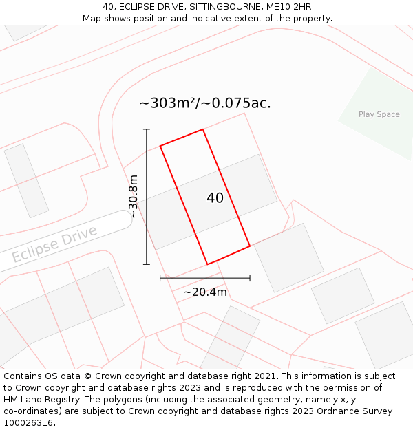 40, ECLIPSE DRIVE, SITTINGBOURNE, ME10 2HR: Plot and title map