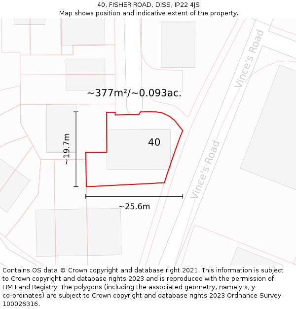 40, FISHER ROAD, DISS, IP22 4JS: Plot and title map