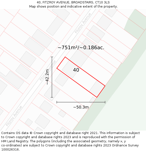 40, FITZROY AVENUE, BROADSTAIRS, CT10 3LS: Plot and title map