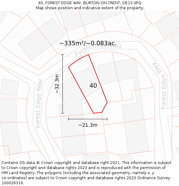 40, FOREST EDGE WAY, BURTON-ON-TRENT, DE13 0PQ: Plot and title map