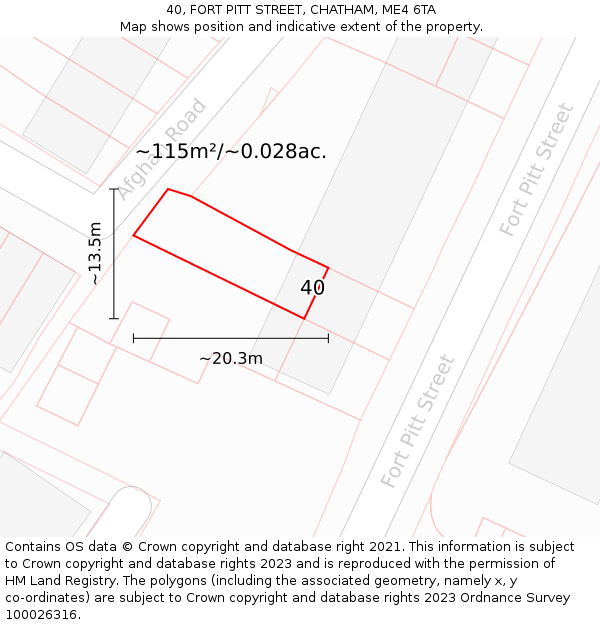 40, FORT PITT STREET, CHATHAM, ME4 6TA: Plot and title map