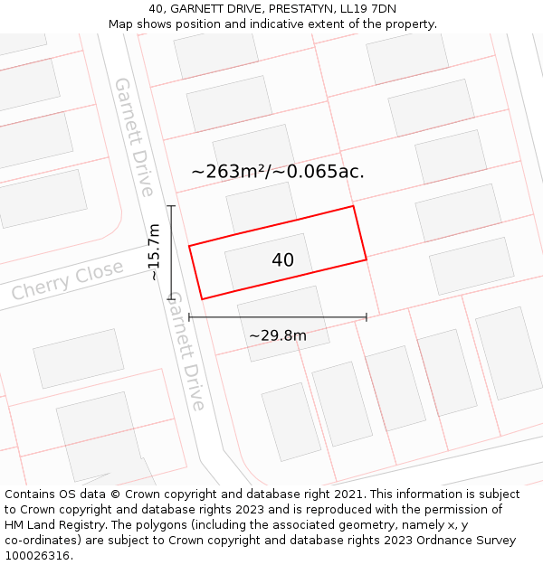 40, GARNETT DRIVE, PRESTATYN, LL19 7DN: Plot and title map