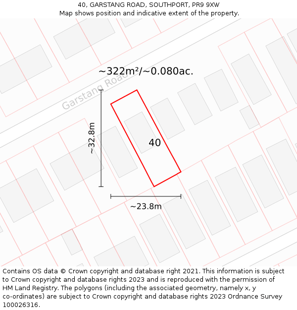 40, GARSTANG ROAD, SOUTHPORT, PR9 9XW: Plot and title map