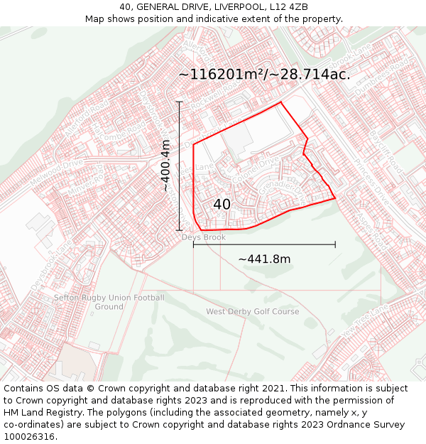 40, GENERAL DRIVE, LIVERPOOL, L12 4ZB: Plot and title map