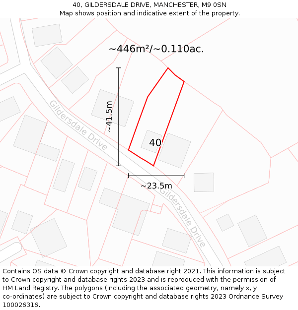 40, GILDERSDALE DRIVE, MANCHESTER, M9 0SN: Plot and title map