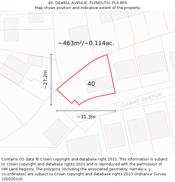 40, GILWELL AVENUE, PLYMOUTH, PL9 8PA: Plot and title map