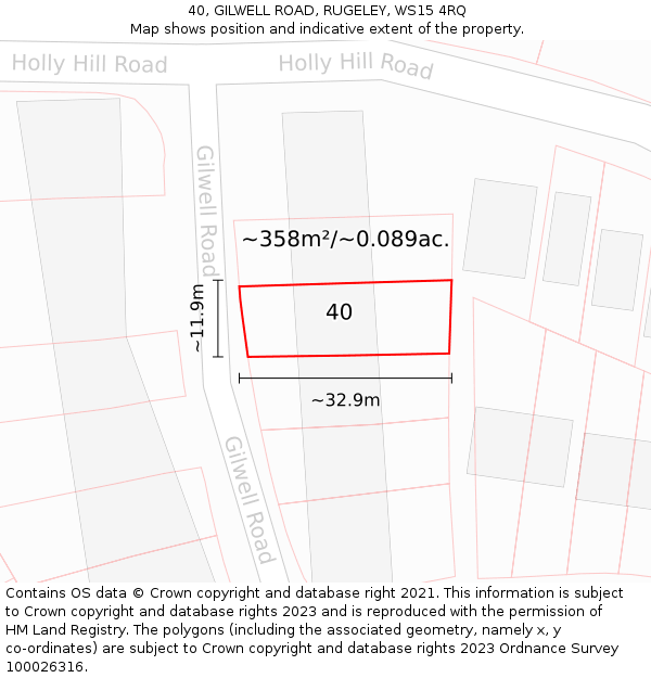 40, GILWELL ROAD, RUGELEY, WS15 4RQ: Plot and title map