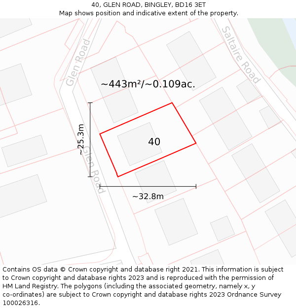 40, GLEN ROAD, BINGLEY, BD16 3ET: Plot and title map