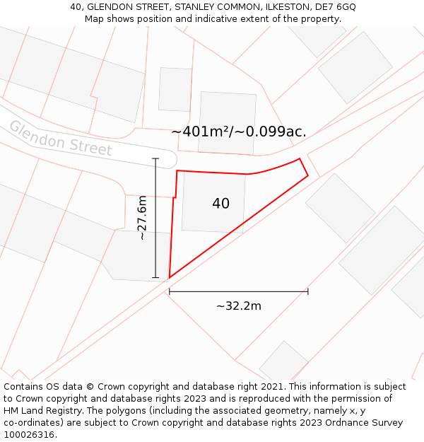 40, GLENDON STREET, STANLEY COMMON, ILKESTON, DE7 6GQ: Plot and title map