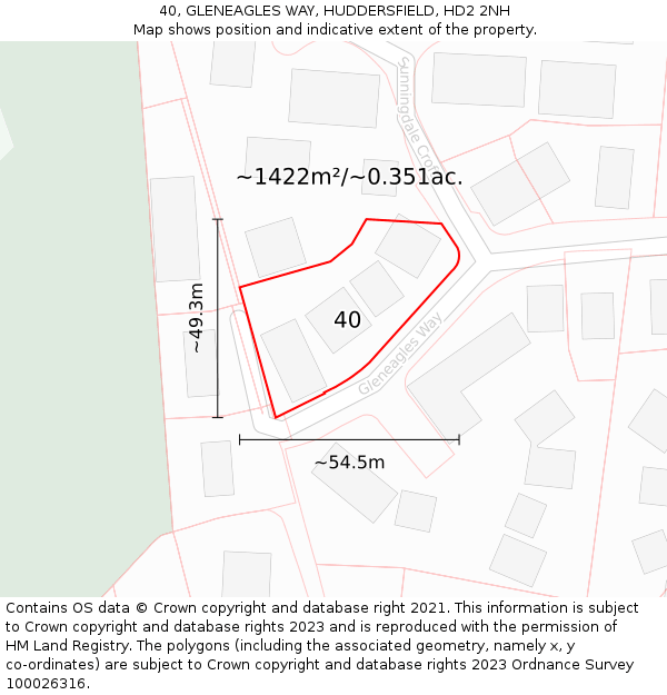 40, GLENEAGLES WAY, HUDDERSFIELD, HD2 2NH: Plot and title map