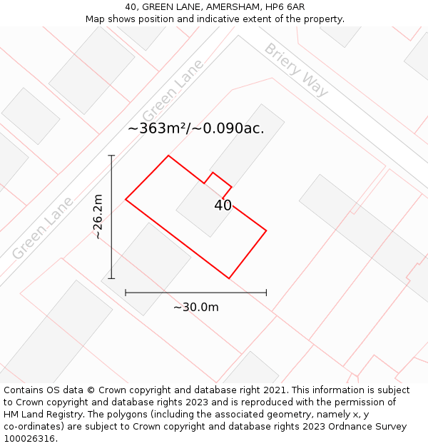 40, GREEN LANE, AMERSHAM, HP6 6AR: Plot and title map