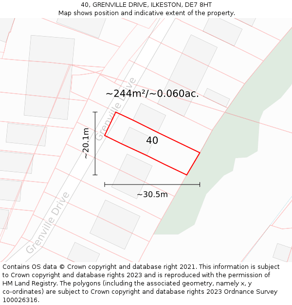 40, GRENVILLE DRIVE, ILKESTON, DE7 8HT: Plot and title map