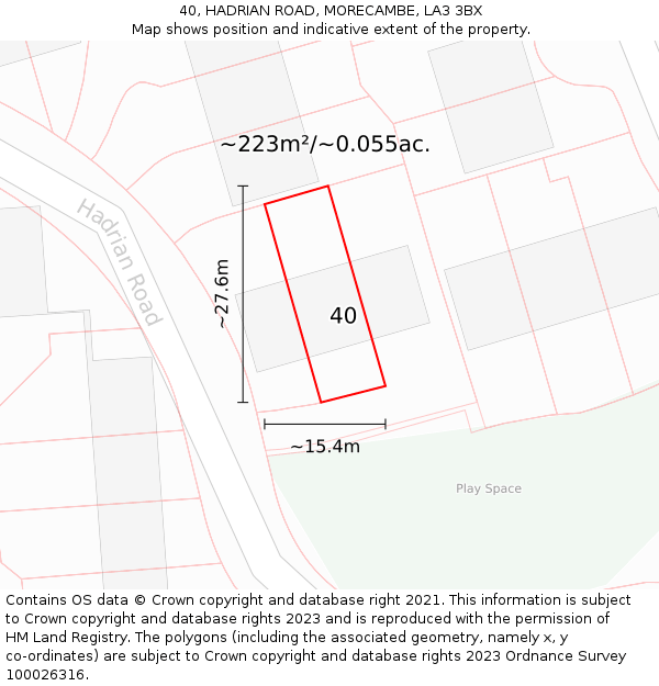 40, HADRIAN ROAD, MORECAMBE, LA3 3BX: Plot and title map