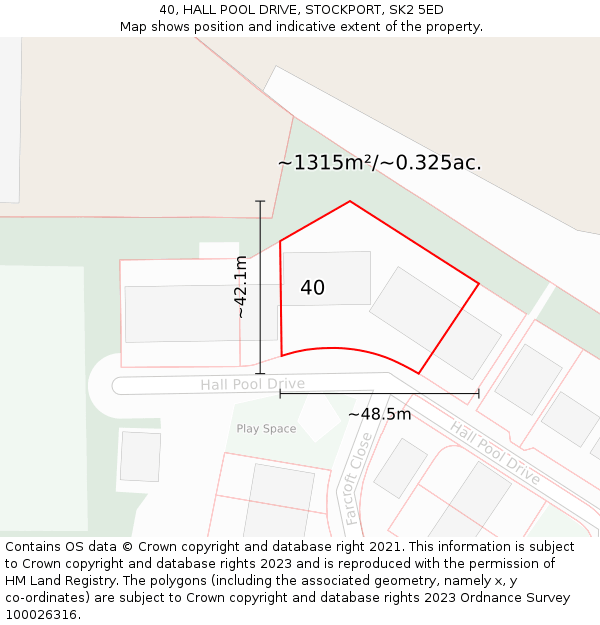 40, HALL POOL DRIVE, STOCKPORT, SK2 5ED: Plot and title map