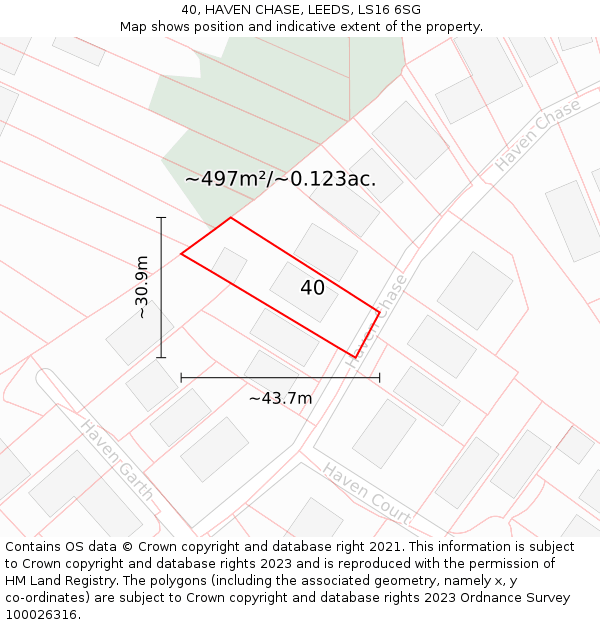 40, HAVEN CHASE, LEEDS, LS16 6SG: Plot and title map