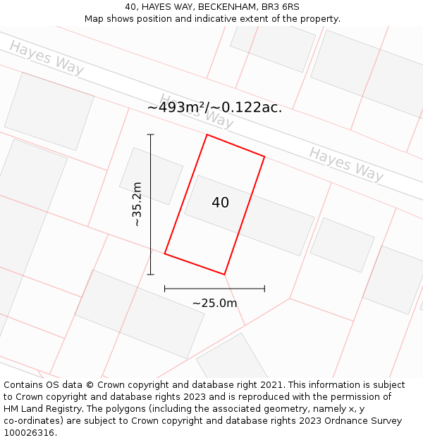 40, HAYES WAY, BECKENHAM, BR3 6RS: Plot and title map