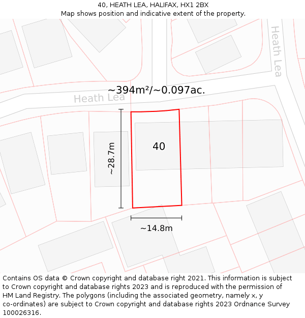 40, HEATH LEA, HALIFAX, HX1 2BX: Plot and title map