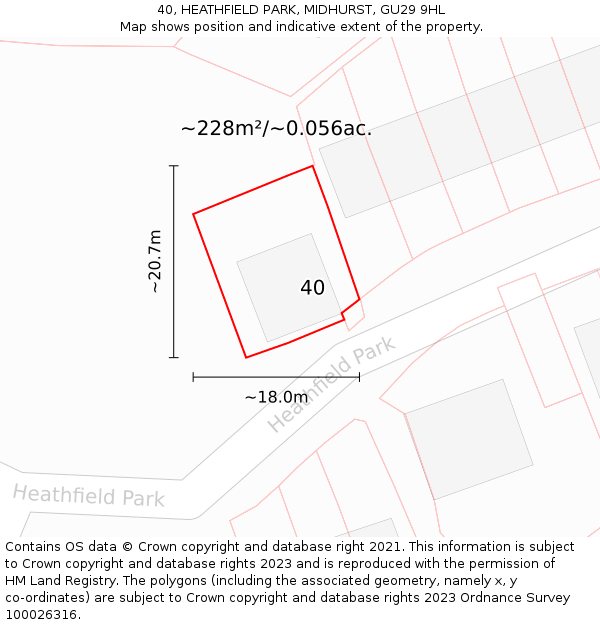40, HEATHFIELD PARK, MIDHURST, GU29 9HL: Plot and title map
