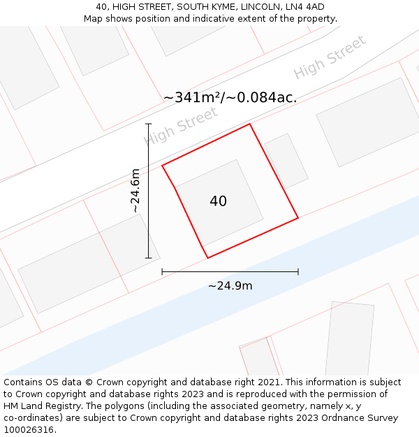 40, HIGH STREET, SOUTH KYME, LINCOLN, LN4 4AD: Plot and title map