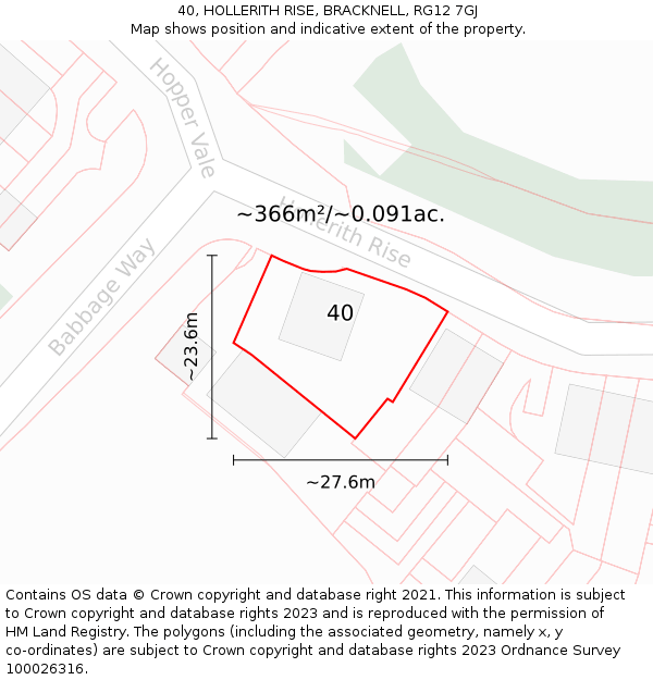 40, HOLLERITH RISE, BRACKNELL, RG12 7GJ: Plot and title map