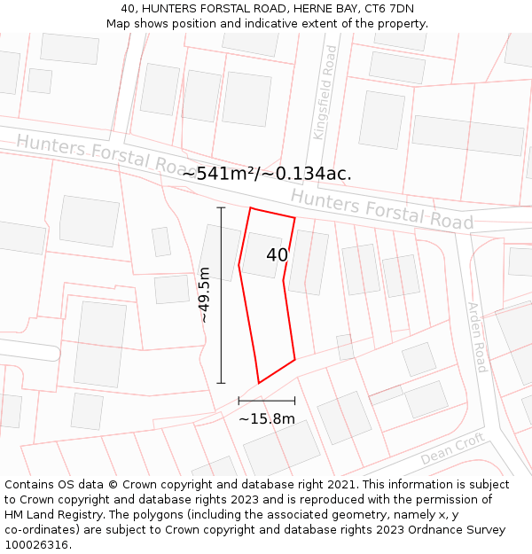 40, HUNTERS FORSTAL ROAD, HERNE BAY, CT6 7DN: Plot and title map