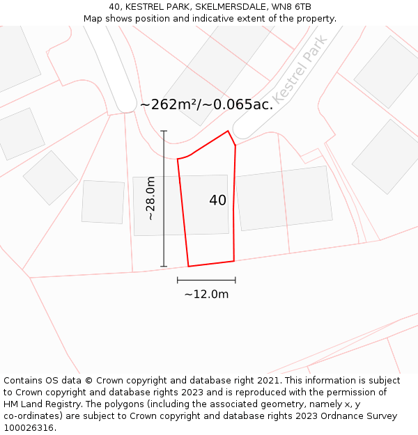 40, KESTREL PARK, SKELMERSDALE, WN8 6TB: Plot and title map