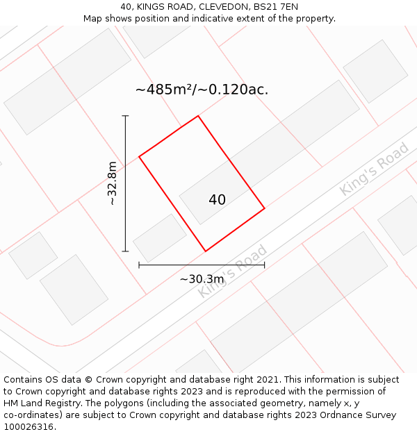 40, KINGS ROAD, CLEVEDON, BS21 7EN: Plot and title map