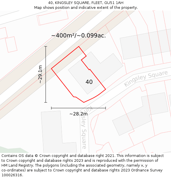 40, KINGSLEY SQUARE, FLEET, GU51 1AH: Plot and title map