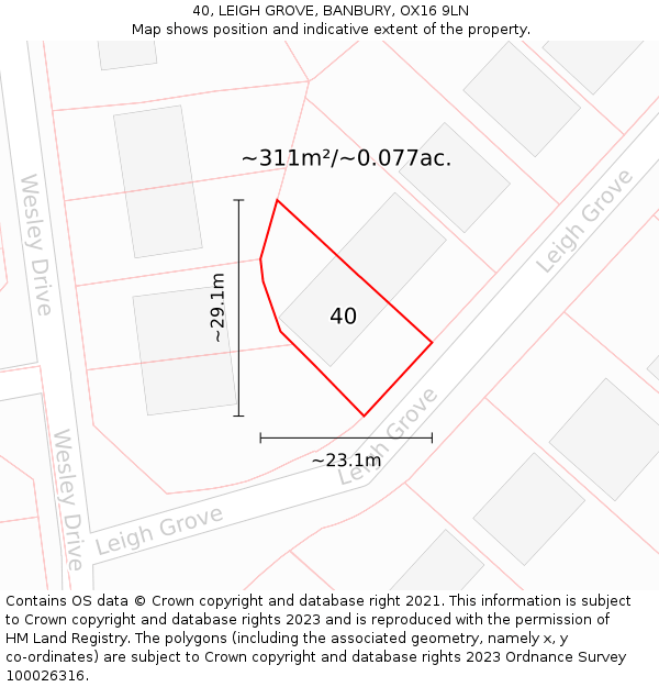 40, LEIGH GROVE, BANBURY, OX16 9LN: Plot and title map