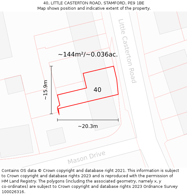 40, LITTLE CASTERTON ROAD, STAMFORD, PE9 1BE: Plot and title map