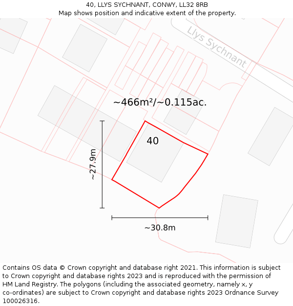 40, LLYS SYCHNANT, CONWY, LL32 8RB: Plot and title map