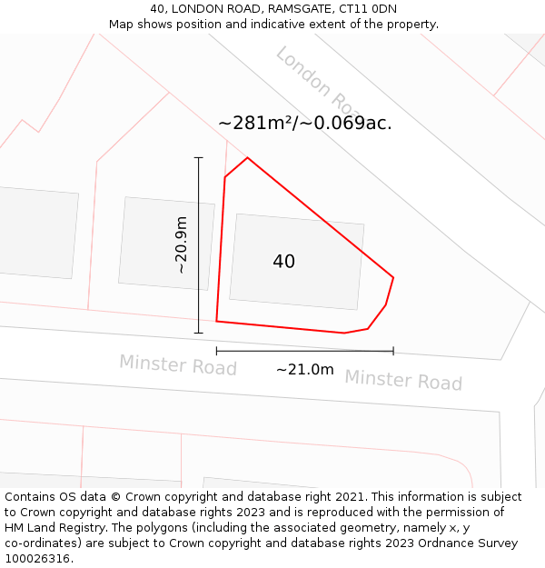 40, LONDON ROAD, RAMSGATE, CT11 0DN: Plot and title map