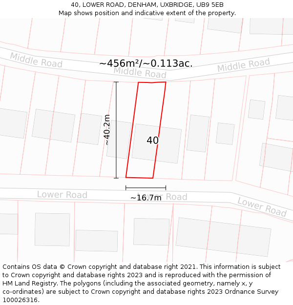 40, LOWER ROAD, DENHAM, UXBRIDGE, UB9 5EB: Plot and title map