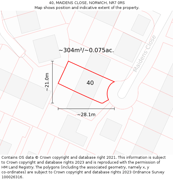 40, MAIDENS CLOSE, NORWICH, NR7 0RS: Plot and title map
