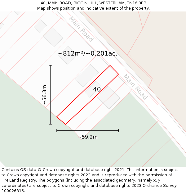 40, MAIN ROAD, BIGGIN HILL, WESTERHAM, TN16 3EB: Plot and title map