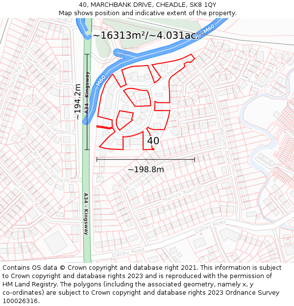 40, MARCHBANK DRIVE, CHEADLE, SK8 1QY: Plot and title map