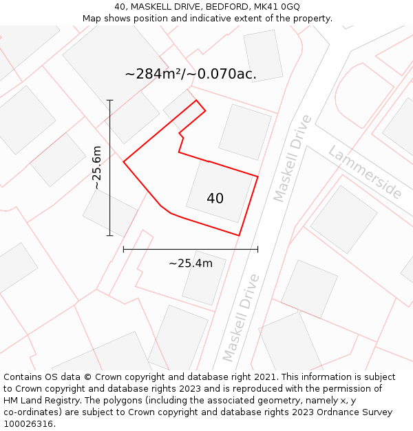 40, MASKELL DRIVE, BEDFORD, MK41 0GQ: Plot and title map