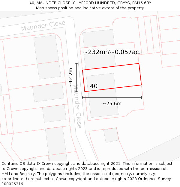 40, MAUNDER CLOSE, CHAFFORD HUNDRED, GRAYS, RM16 6BY: Plot and title map